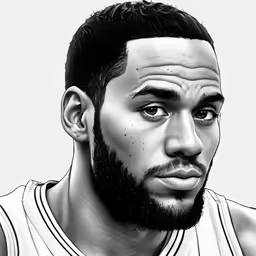 a black and white photo of a basketball player