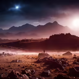 an alien scene with an alien landscape on an outcast night