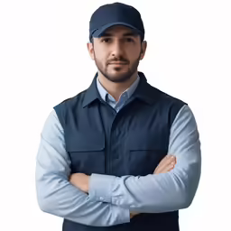 a smiling man in a vest and hat