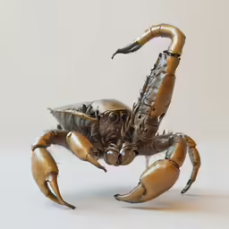 a large, metallic, articulated crab with legs and claws