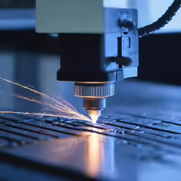 the metal sheet is being worked with a plasma machine