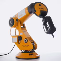 an industrial robotic arm with a light on it