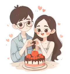 a couple cutting into a chocolate cake