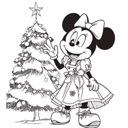 minnie mouse christmas tree and star coloring