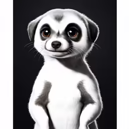 the small dog has big eyes and a white fur coat