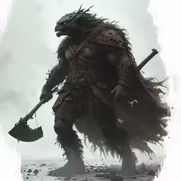 a creature in armor standing in the snow