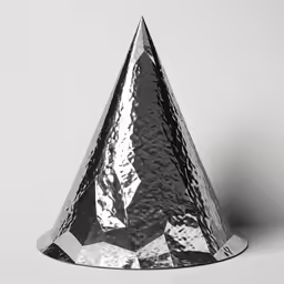 a shiny silver party hat on a white background