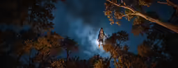 a person in mid air holding a ski pole