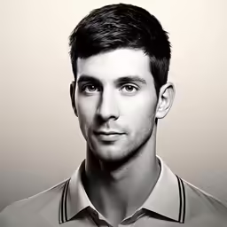 black and white photograph of a man in a shirt
