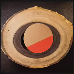 a red line is seen in the center of a tree slice