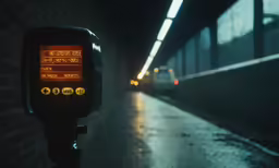 an electronic meter with a car coming up the road