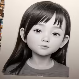 a girl in black and white with hair styled in anime