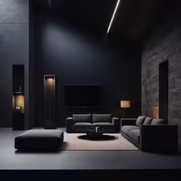 a large open space with couches and a flat screen tv