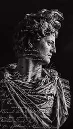 a black and white photo of a woman with writing all over it