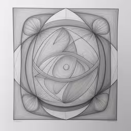 drawing for a wall mounted in a mirror,a black and white drawing of some shapes