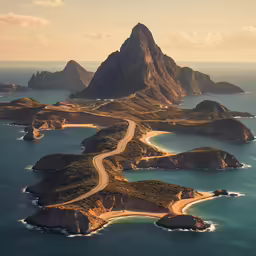 a long view of many islands in the water