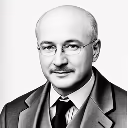 a close up of a person in a suit and tie
