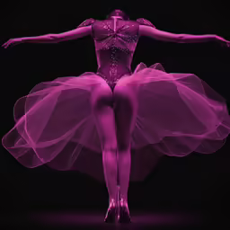 a woman is wearing a long purple tutu