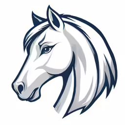 a horse head logo with long manes