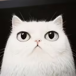 a white cat with a strange look on its face