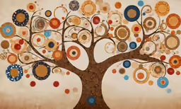 this is an abstract painting titled tree of circles