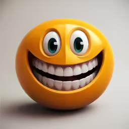 an orange ball with eyes and two googly eyes
