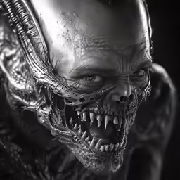 a creepy creature with teeth and an open mouth