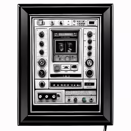 a white and black picture with knobs and wires