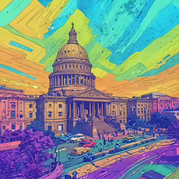 the us capitol building in washington dc at sunset