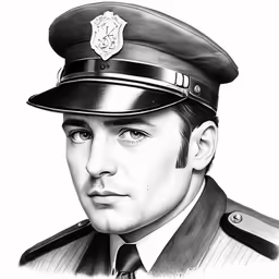 a drawing of a man wearing a hat