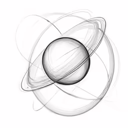 a drawing of saturn in black and white
