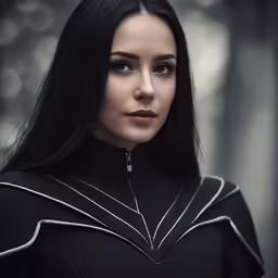 an image of a woman wearing black with some jewelry on