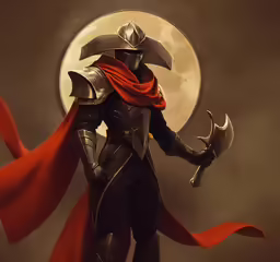 the medieval knight is ready to fight in front of the moon