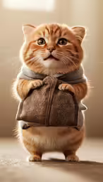 an adorable cat with a suit on its feet