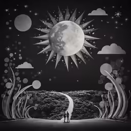 a man and woman standing in the middle of a road