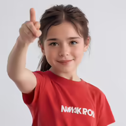 a little girl giving the thumbs up sign