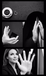 a woman in suit holding up three fingers
