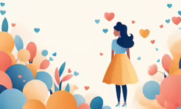 a woman standing in front of some balloons