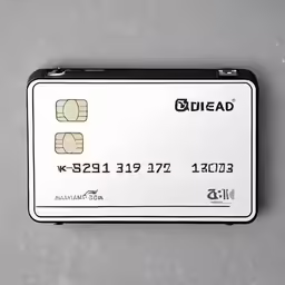 a black and white card with a white logo