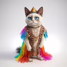a cat wearing a costume made out of feathers