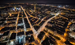 the city at night from above