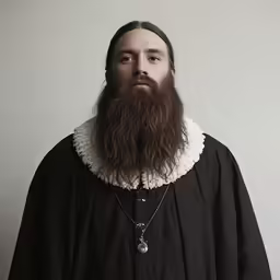 a bearded man in a black robe with a beard and a beard