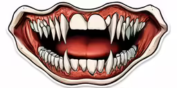 an angry toothy mouth with the tongue open