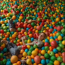 a group of small children laying in a ball pit