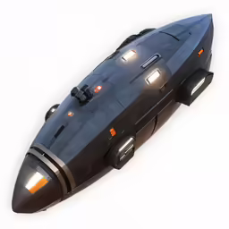 a black spaceship ship is in the sky