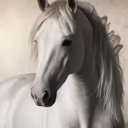 an adult horse is looking straight ahead