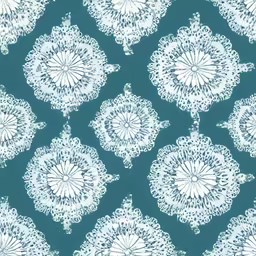a close up view of a blue and white floral print