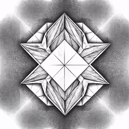 a white geometric design with a triangle on the top
