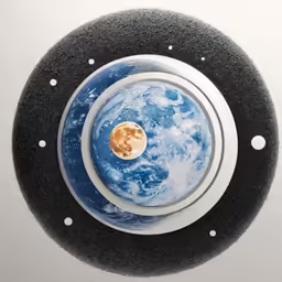 an extremely detailed view through a round plate