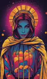 a woman with a veil and cross on her shoulder